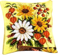 Autumn Bouquet Cross Stitch Cushion Front kit 16 x16